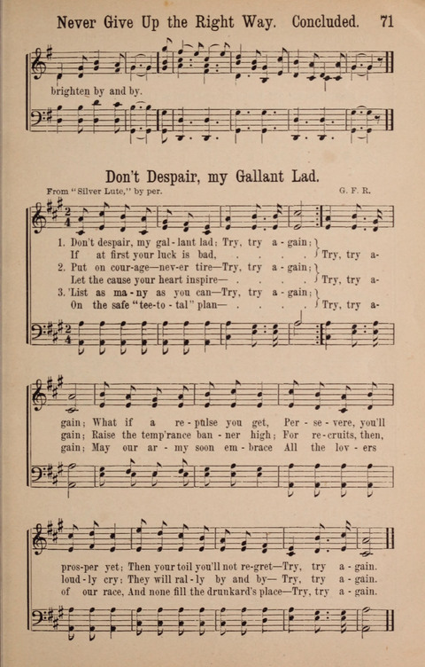 The Glorious Cause: a Collection of Songs, Hymns and Choruses for Earnest Temperance Workers page 71