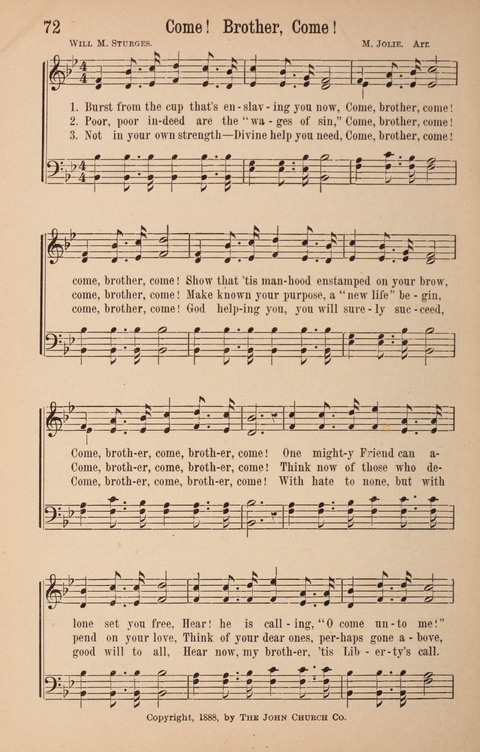 The Glorious Cause: a Collection of Songs, Hymns and Choruses for Earnest Temperance Workers page 72