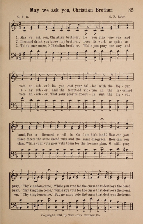 The Glorious Cause: a Collection of Songs, Hymns and Choruses for Earnest Temperance Workers page 85