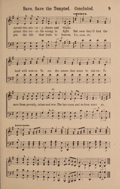 The Glorious Cause: a Collection of Songs, Hymns and Choruses for Earnest Temperance Workers page 9