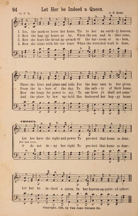 The Glorious Cause: a Collection of Songs, Hymns and Choruses for Earnest Temperance Workers page 94