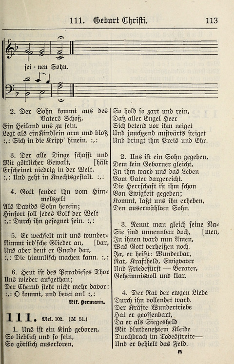 Gesangbuch für deutsche Gemeinden: enthaltend Psalmen und geistliche Lieder für öffentlichen und häuslichen Gottesdienst page 113