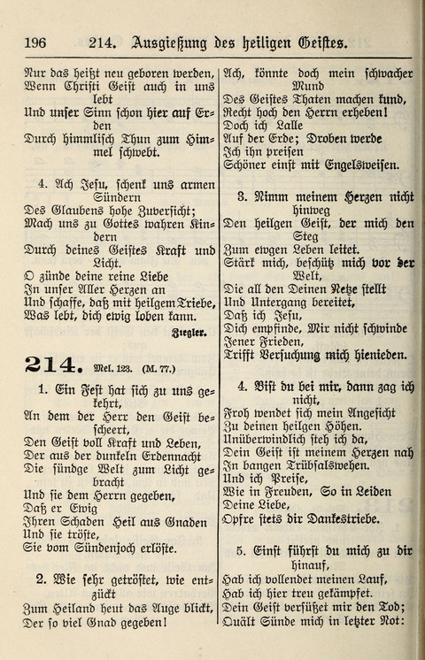 Gesangbuch für deutsche Gemeinden: enthaltend Psalmen und geistliche Lieder für öffentlichen und häuslichen Gottesdienst page 196