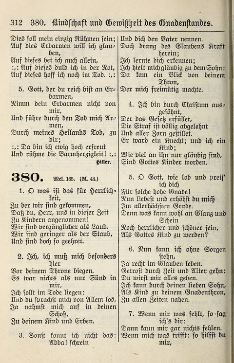 Gesangbuch für deutsche Gemeinden: enthaltend Psalmen und geistliche Lieder für öffentlichen und häuslichen Gottesdienst page 312
