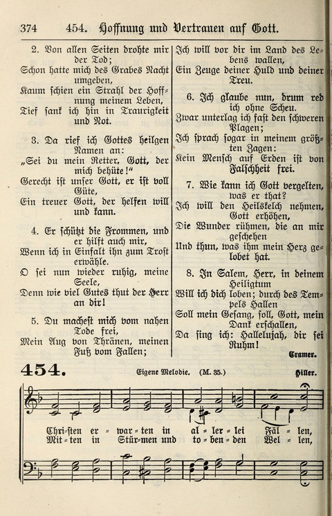 Gesangbuch für deutsche Gemeinden: enthaltend Psalmen und geistliche Lieder für öffentlichen und häuslichen Gottesdienst page 374