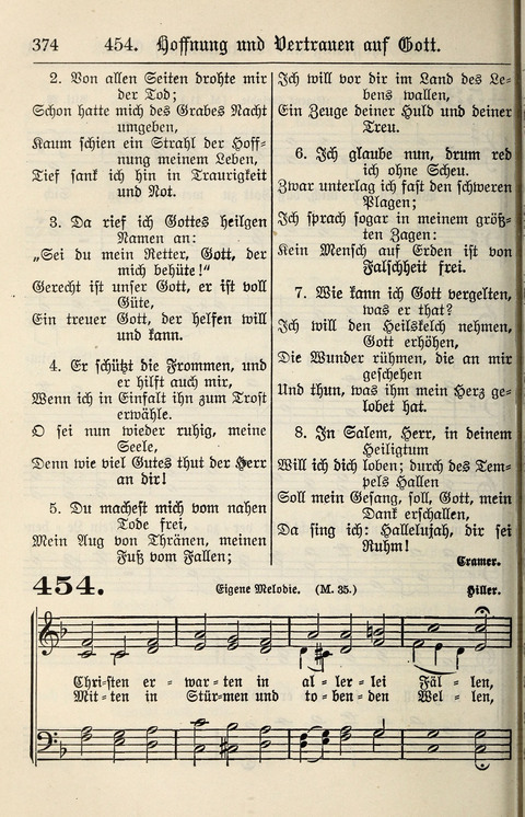 Gesangbuch für deutsche Gemeinden: enthaltend Psalmen und geistliche Lieder für öffentlichen und häuslichen Gottesdienst page 374