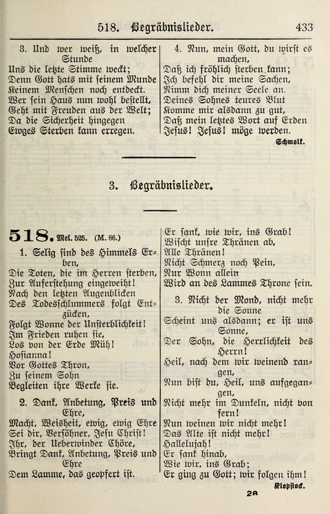 Gesangbuch für deutsche Gemeinden: enthaltend Psalmen und geistliche Lieder für öffentlichen und häuslichen Gottesdienst page 433
