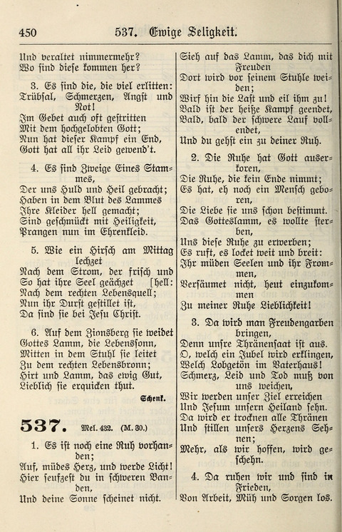 Gesangbuch für deutsche Gemeinden: enthaltend Psalmen und geistliche Lieder für öffentlichen und häuslichen Gottesdienst page 450