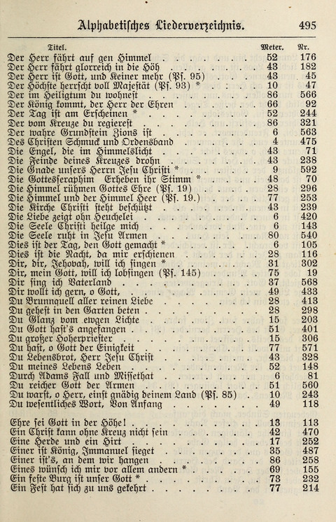 Gesangbuch für deutsche Gemeinden: enthaltend Psalmen und geistliche Lieder für öffentlichen und häuslichen Gottesdienst page 495