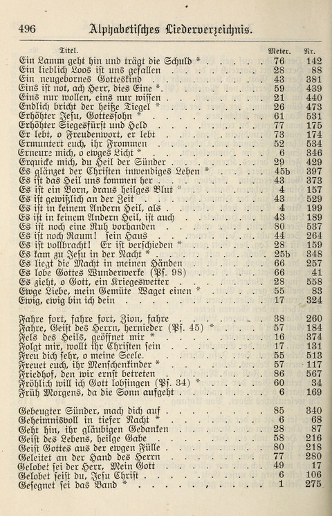 Gesangbuch für deutsche Gemeinden: enthaltend Psalmen und geistliche Lieder für öffentlichen und häuslichen Gottesdienst page 496