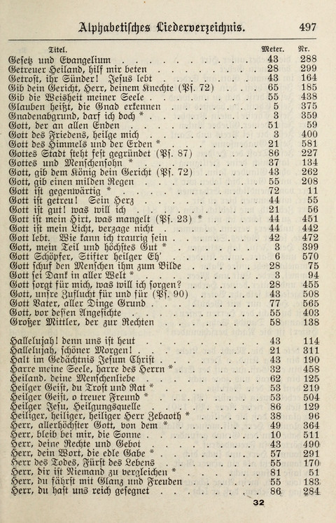 Gesangbuch für deutsche Gemeinden: enthaltend Psalmen und geistliche Lieder für öffentlichen und häuslichen Gottesdienst page 497