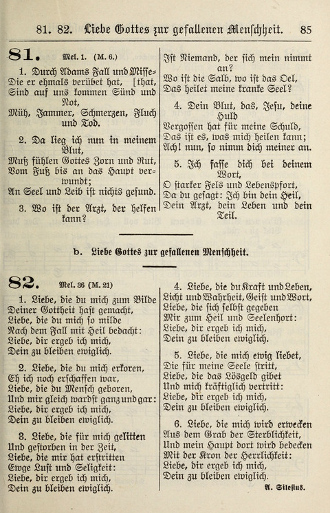 Gesangbuch für deutsche Gemeinden: enthaltend Psalmen und geistliche Lieder für öffentlichen und häuslichen Gottesdienst page 85