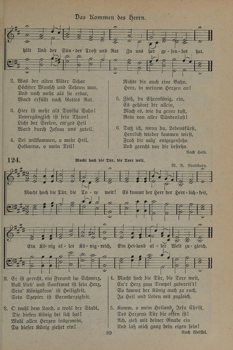Gesangbuch der Evangelischen Gemeinschaft: für öffentlichen und häuslichen Gottesdient page 89