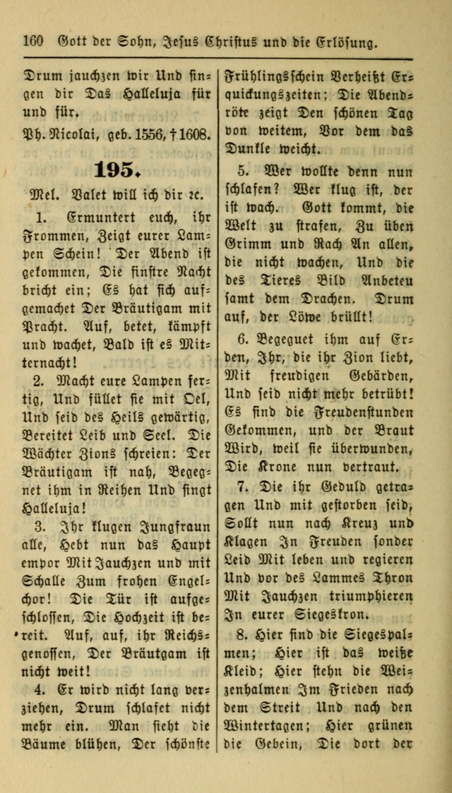 Gesangbuch der Evangelischen Kirche: herausgegeben von der Deutschen Evangelischen Synode von Nord-Amerika page 160