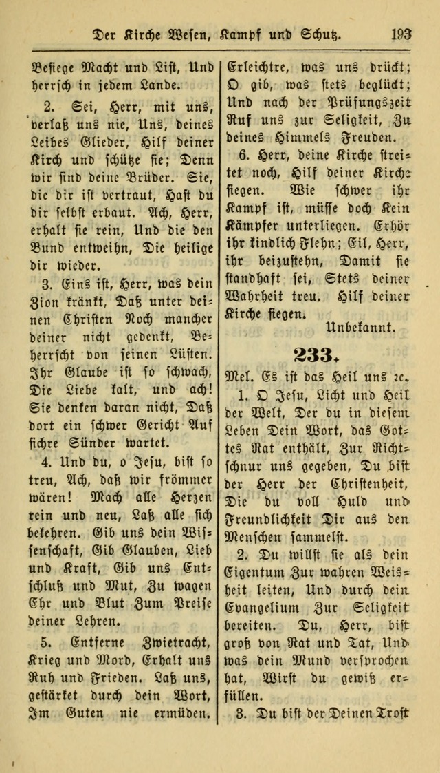 Gesangbuch der Evangelischen Kirche: herausgegeben von der Deutschen Evangelischen Synode von Nord-Amerika page 193