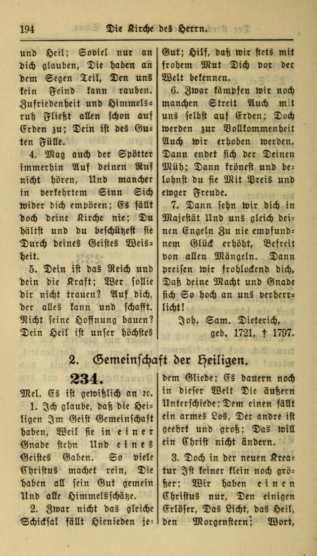 Gesangbuch der Evangelischen Kirche: herausgegeben von der Deutschen Evangelischen Synode von Nord-Amerika page 194