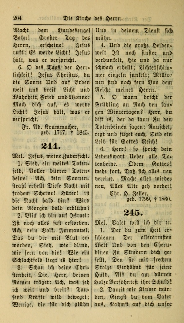 Gesangbuch der Evangelischen Kirche: herausgegeben von der Deutschen Evangelischen Synode von Nord-Amerika page 204