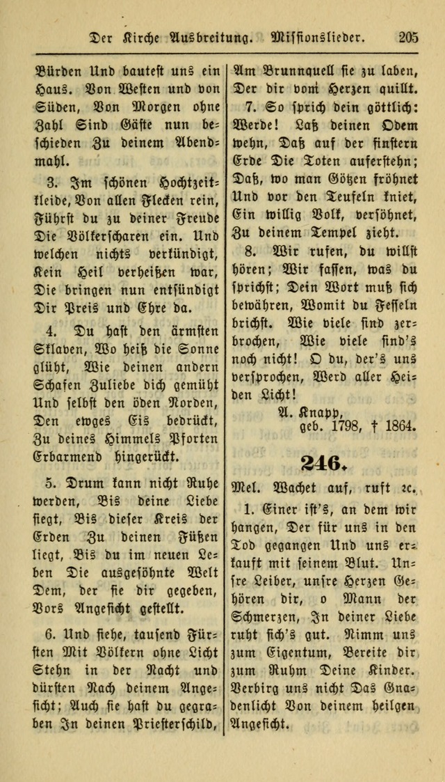 Gesangbuch der Evangelischen Kirche: herausgegeben von der Deutschen Evangelischen Synode von Nord-Amerika page 205