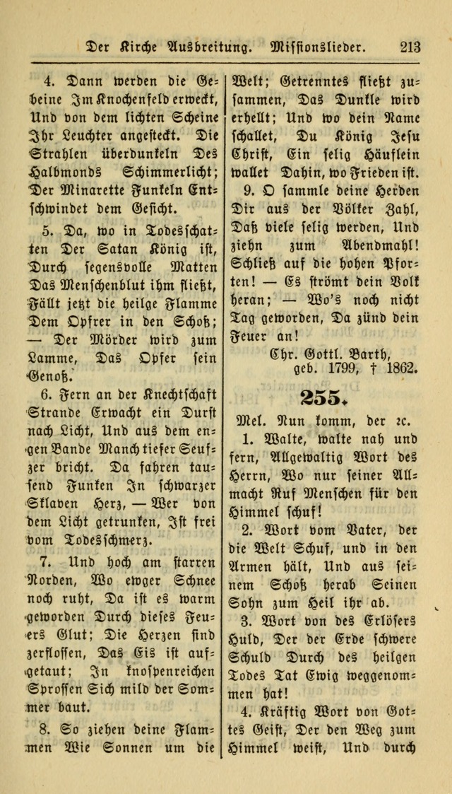 Gesangbuch der Evangelischen Kirche: herausgegeben von der Deutschen Evangelischen Synode von Nord-Amerika page 213