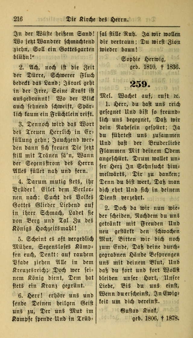 Gesangbuch der Evangelischen Kirche: herausgegeben von der Deutschen Evangelischen Synode von Nord-Amerika page 216