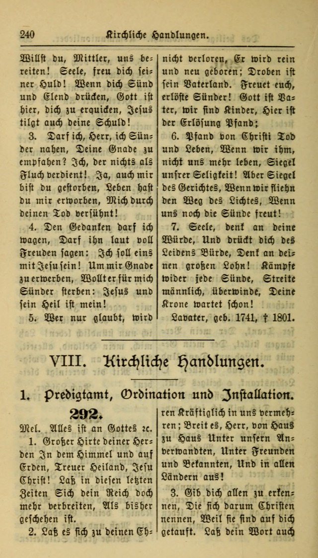 Gesangbuch der Evangelischen Kirche: herausgegeben von der Deutschen Evangelischen Synode von Nord-Amerika page 240