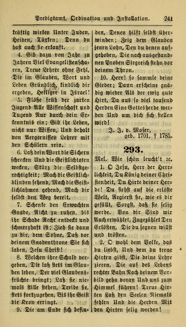 Gesangbuch der Evangelischen Kirche: herausgegeben von der Deutschen Evangelischen Synode von Nord-Amerika page 241