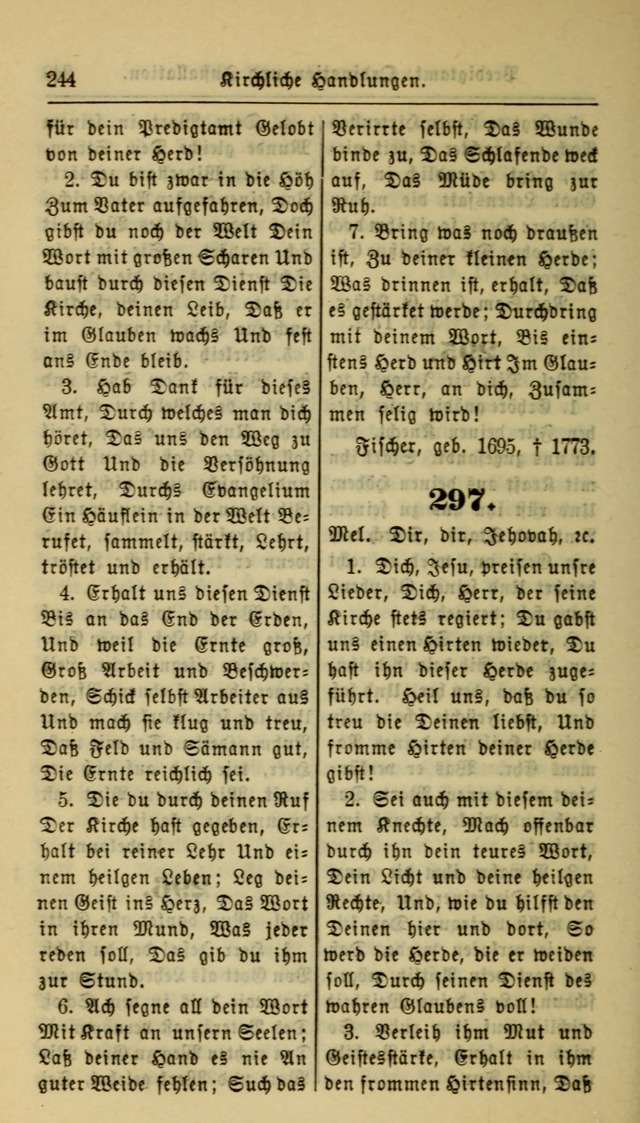 Gesangbuch der Evangelischen Kirche: herausgegeben von der Deutschen Evangelischen Synode von Nord-Amerika page 244