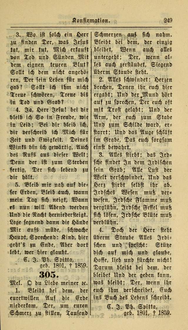 Gesangbuch der Evangelischen Kirche: herausgegeben von der Deutschen Evangelischen Synode von Nord-Amerika page 249