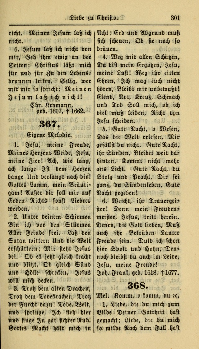 Gesangbuch der Evangelischen Kirche: herausgegeben von der Deutschen Evangelischen Synode von Nord-Amerika page 301
