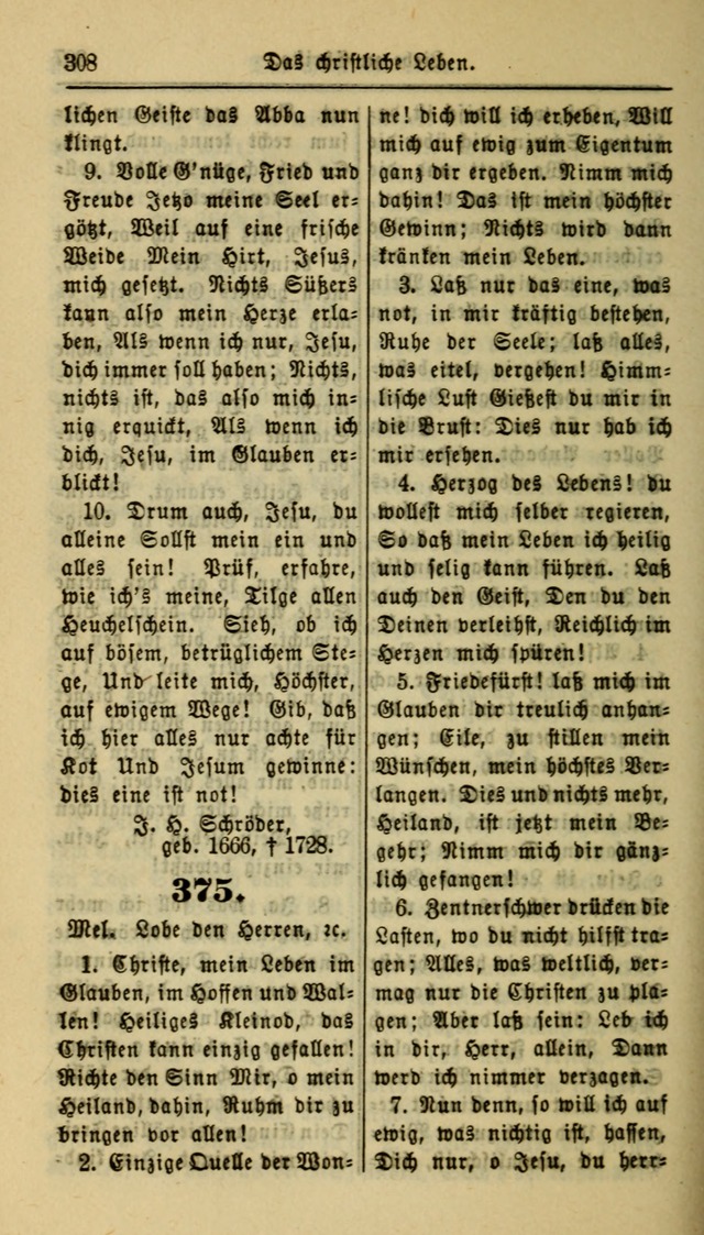 Gesangbuch der Evangelischen Kirche: herausgegeben von der Deutschen Evangelischen Synode von Nord-Amerika page 308