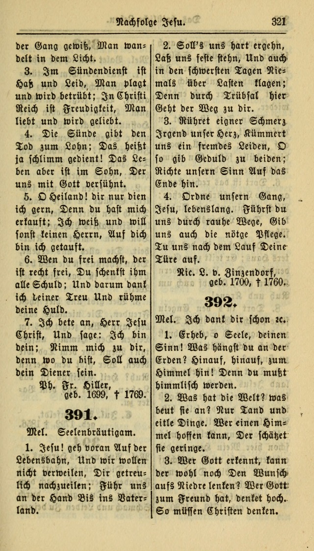 Gesangbuch der Evangelischen Kirche: herausgegeben von der Deutschen Evangelischen Synode von Nord-Amerika page 321
