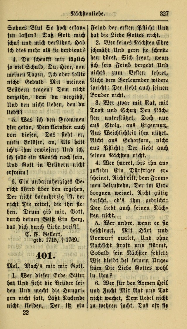 Gesangbuch der Evangelischen Kirche: herausgegeben von der Deutschen Evangelischen Synode von Nord-Amerika page 327
