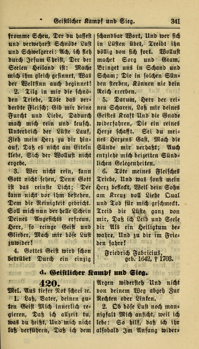 Gesangbuch der Evangelischen Kirche: herausgegeben von der Deutschen Evangelischen Synode von Nord-Amerika page 341