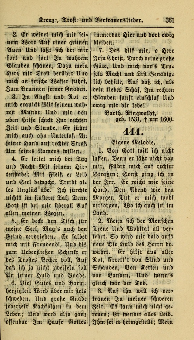 Gesangbuch der Evangelischen Kirche: herausgegeben von der Deutschen Evangelischen Synode von Nord-Amerika page 361