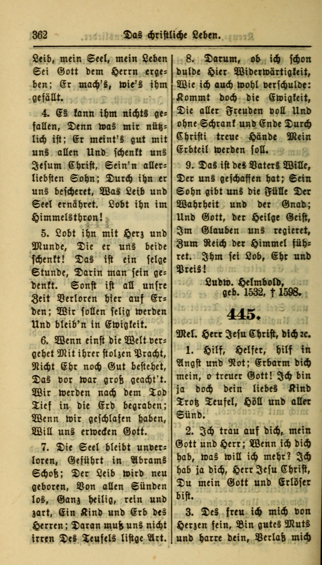 Gesangbuch der Evangelischen Kirche: herausgegeben von der Deutschen Evangelischen Synode von Nord-Amerika page 362