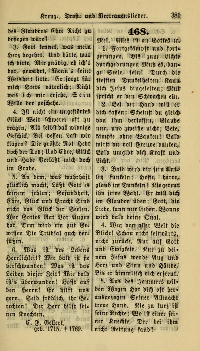 Gesangbuch der Evangelischen Kirche: herausgegeben von der Deutschen Evangelischen Synode von Nord-Amerika page 381