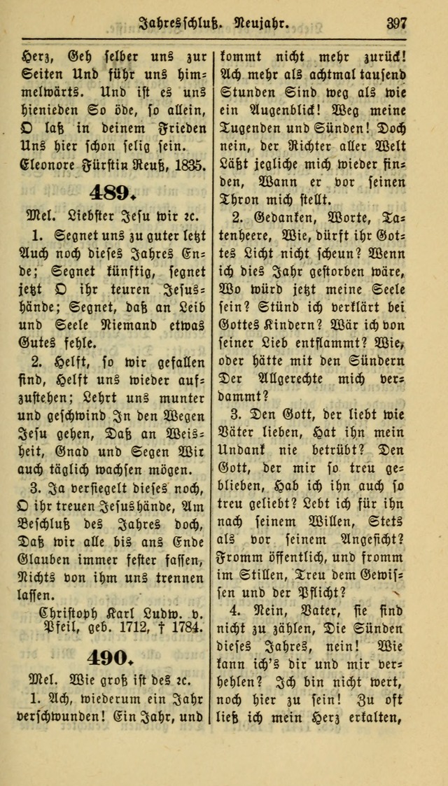 Gesangbuch der Evangelischen Kirche: herausgegeben von der Deutschen Evangelischen Synode von Nord-Amerika page 397