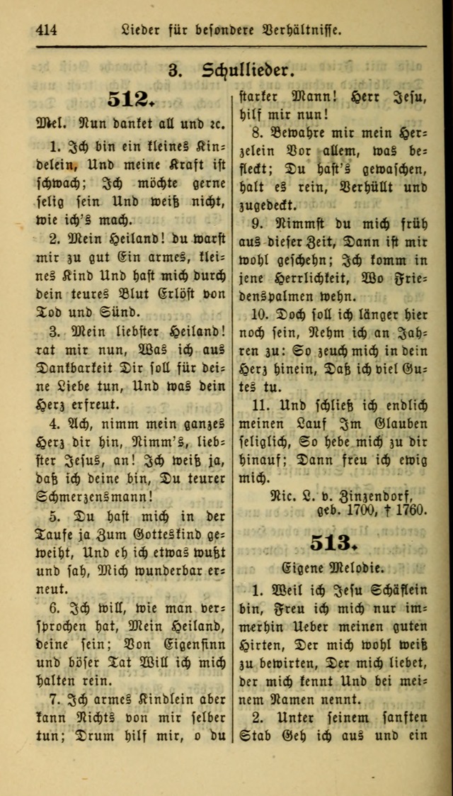 Gesangbuch der Evangelischen Kirche: herausgegeben von der Deutschen Evangelischen Synode von Nord-Amerika page 414