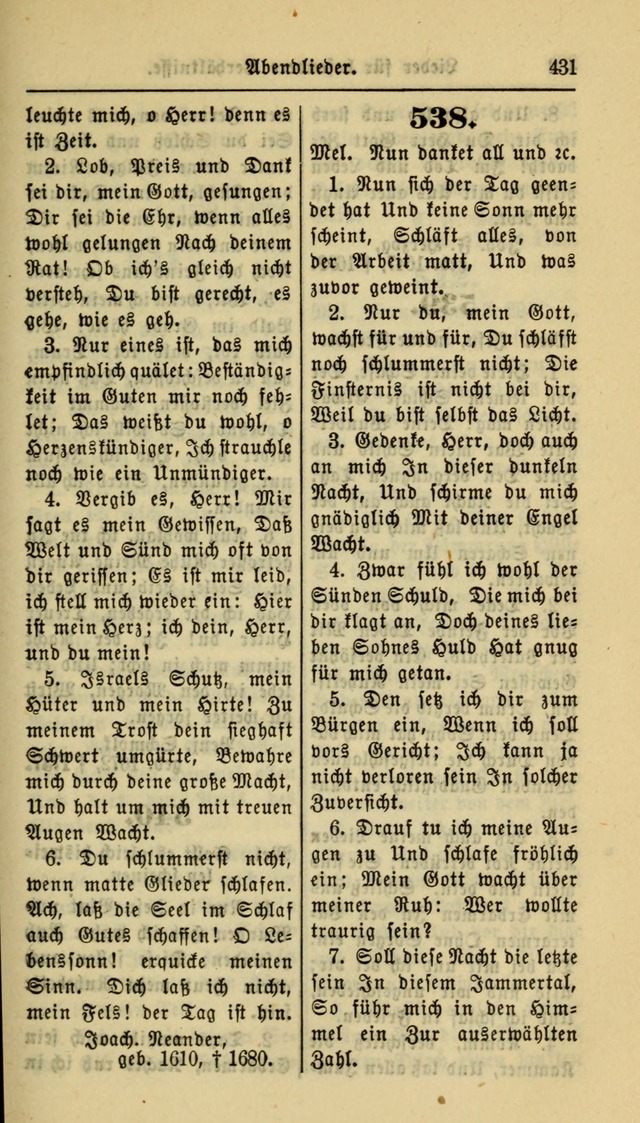 Gesangbuch der Evangelischen Kirche: herausgegeben von der Deutschen Evangelischen Synode von Nord-Amerika page 431