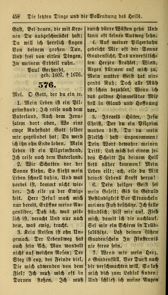 Gesangbuch der Evangelischen Kirche: herausgegeben von der Deutschen Evangelischen Synode von Nord-Amerika page 458