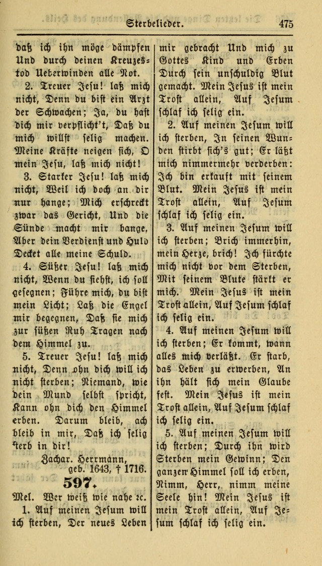 Gesangbuch der Evangelischen Kirche: herausgegeben von der Deutschen Evangelischen Synode von Nord-Amerika page 475
