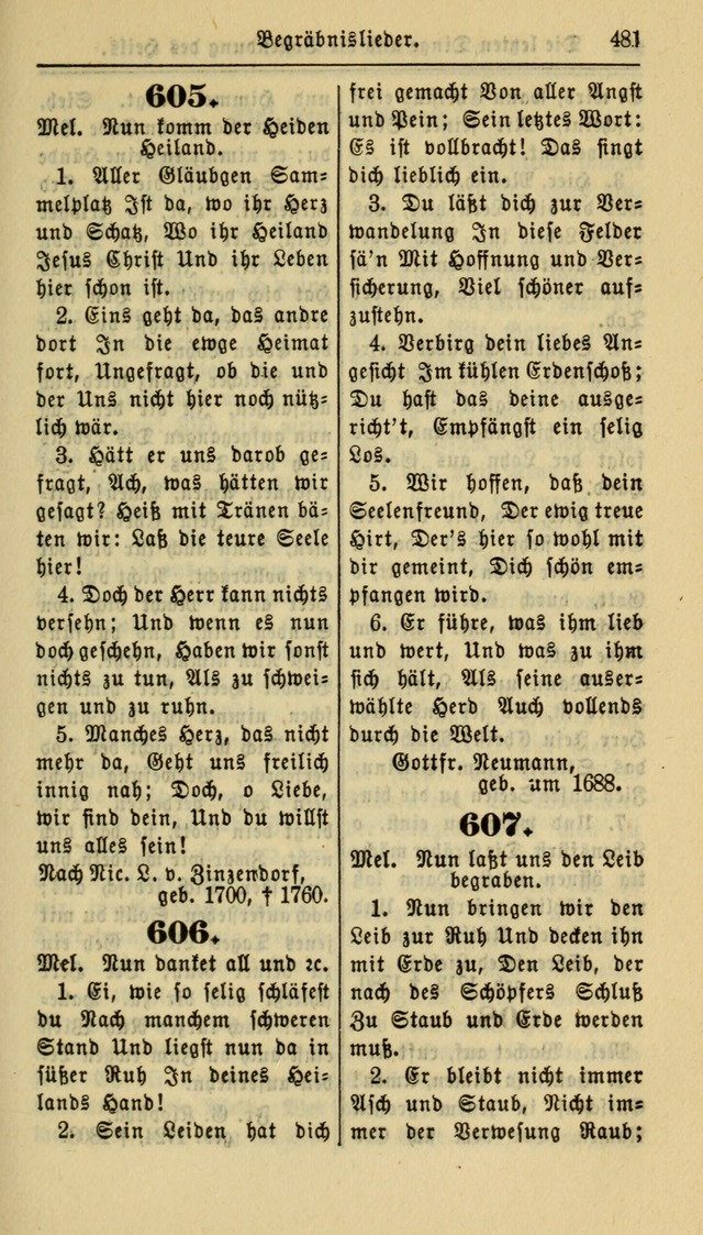 Gesangbuch der Evangelischen Kirche: herausgegeben von der Deutschen Evangelischen Synode von Nord-Amerika page 481