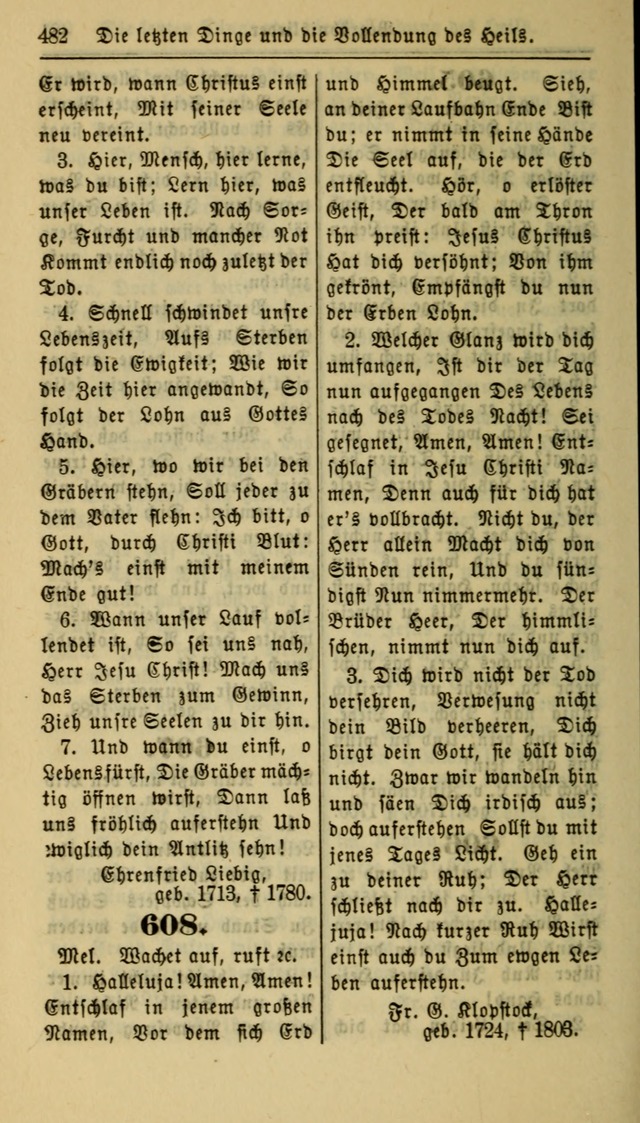 Gesangbuch der Evangelischen Kirche: herausgegeben von der Deutschen Evangelischen Synode von Nord-Amerika page 482