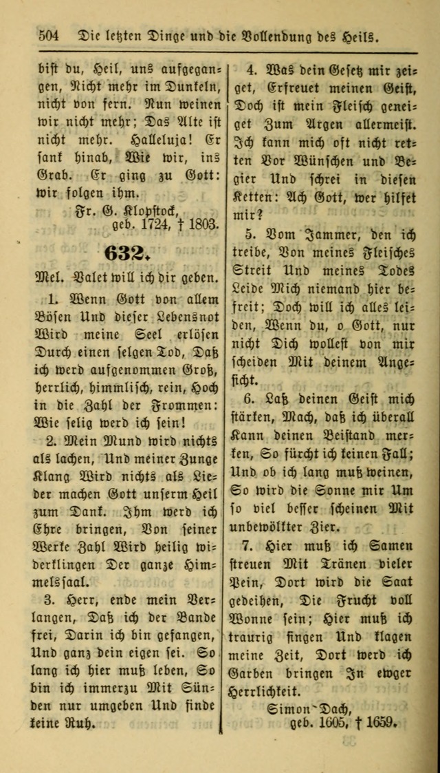 Gesangbuch der Evangelischen Kirche: herausgegeben von der Deutschen Evangelischen Synode von Nord-Amerika page 504