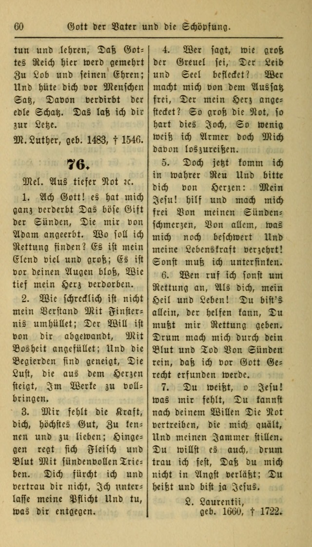 Gesangbuch der Evangelischen Kirche: herausgegeben von der Deutschen Evangelischen Synode von Nord-Amerika page 60