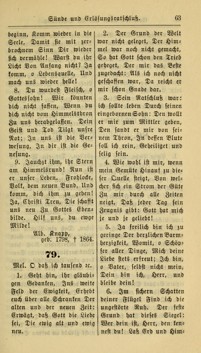 Gesangbuch der Evangelischen Kirche: herausgegeben von der Deutschen Evangelischen Synode von Nord-Amerika page 63