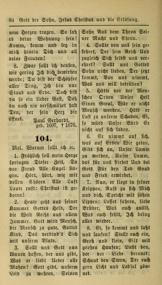Gesangbuch der Evangelischen Kirche: herausgegeben von der Deutschen Evangelischen Synode von Nord-Amerika page 84