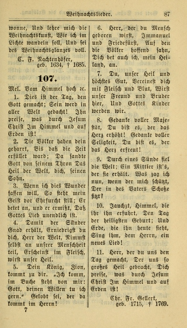 Gesangbuch der Evangelischen Kirche: herausgegeben von der Deutschen Evangelischen Synode von Nord-Amerika page 87