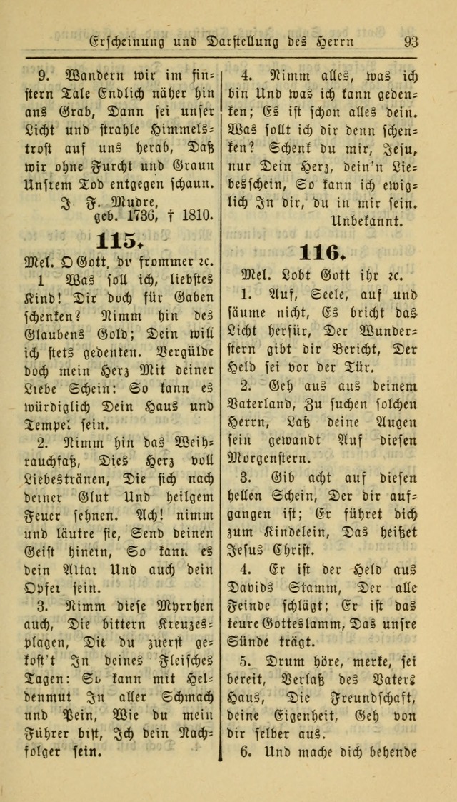 Gesangbuch der Evangelischen Kirche: herausgegeben von der Deutschen Evangelischen Synode von Nord-Amerika page 93