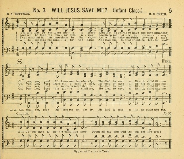 Grace and Glory: a choice collection of sacred songs, original and selected, for Sabbath-schools, revivals, etc. page 5